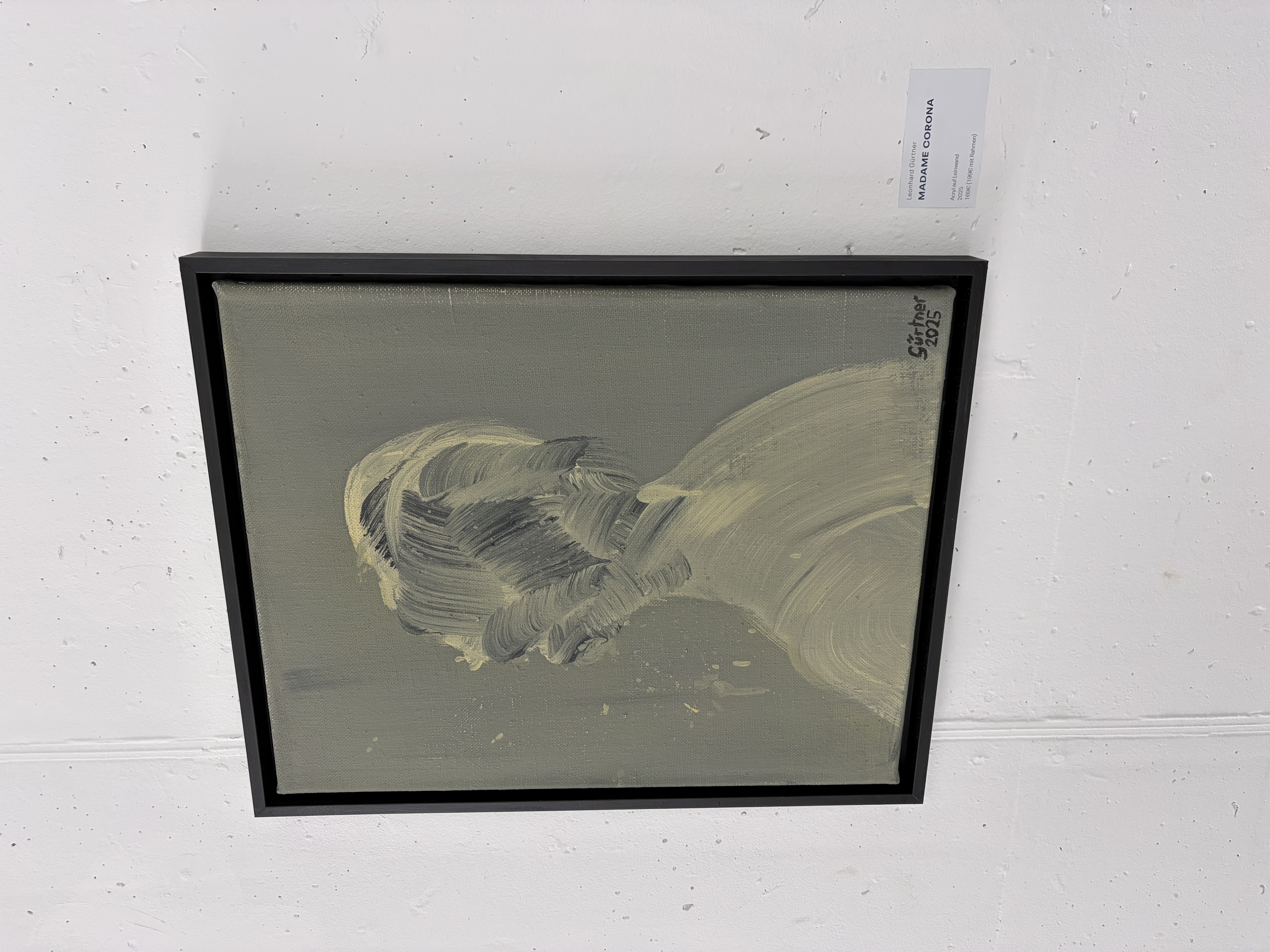 Madame Corona (2025) — , 40x50cm. Originalgemälde von Leonhard Gürtner, zeitgenössischer Künstler aus Pfaffenhofen.