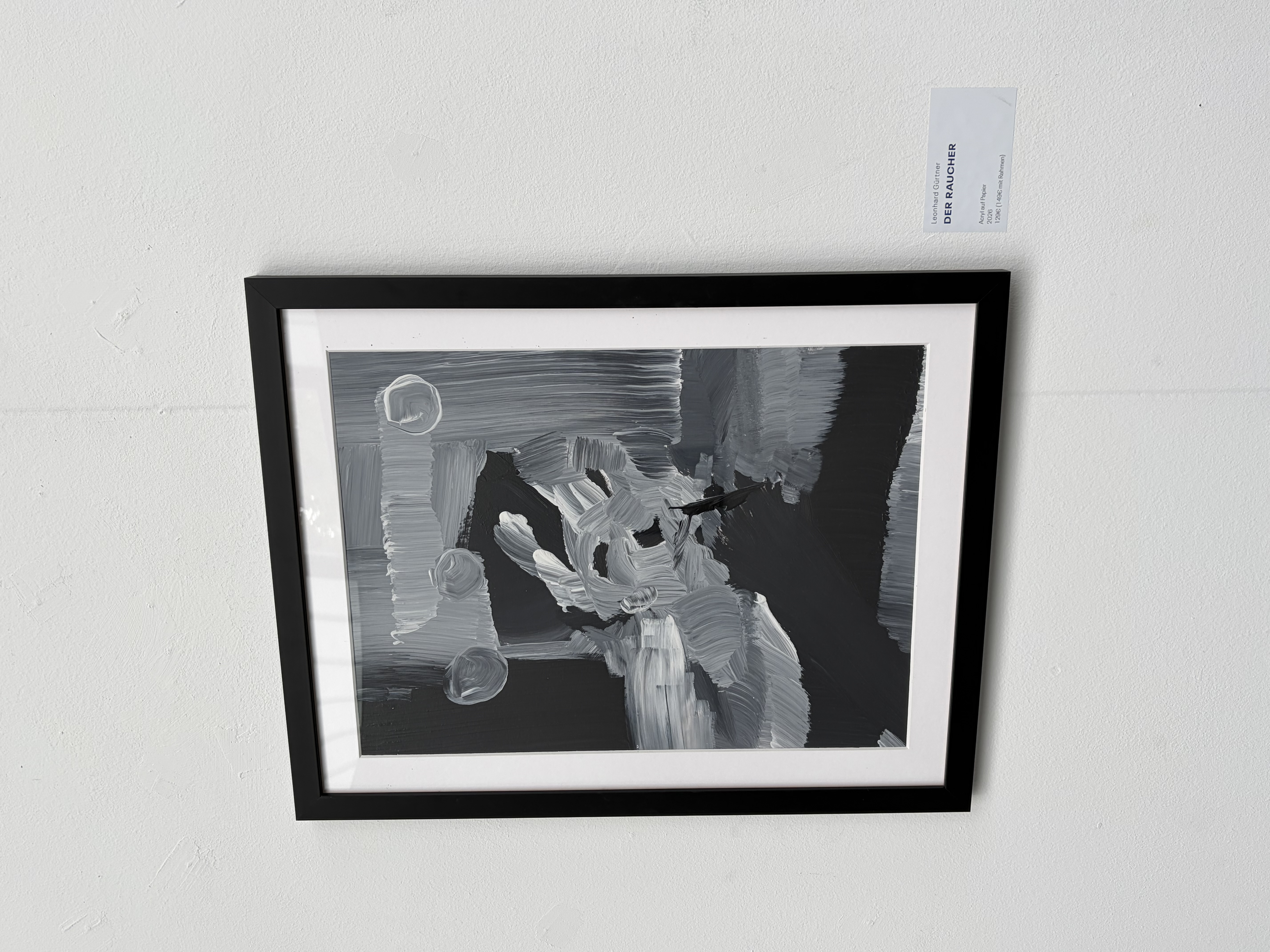 Der Raucher (2026) — Acryl auf Papier, 30x40cm. Originalgemälde von Leonhard Gürtner, zeitgenössischer Künstler aus Pfaffenhofen.
